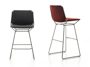 NEIL TEXTILE - Sled base fabric stool with removable cover with footrest by MDF Italia - view 2